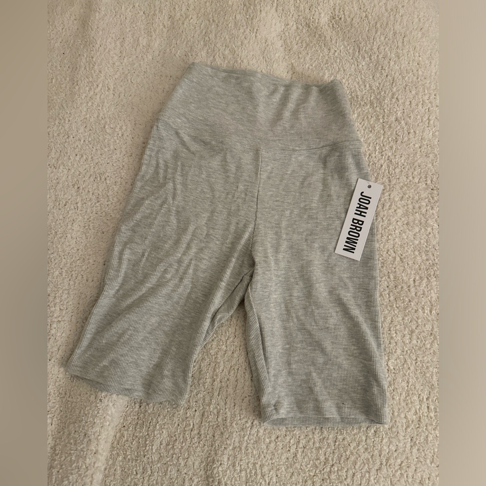 Joah Brown Ribbed Biker Shorts